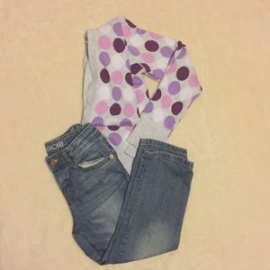 Girl boyfriend crop jeans & old navy sweater L